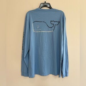 Vineyard Vines NWT Burgee Vintage Whale Long-Sleeve Pocket Tee, Dockside Blue, M